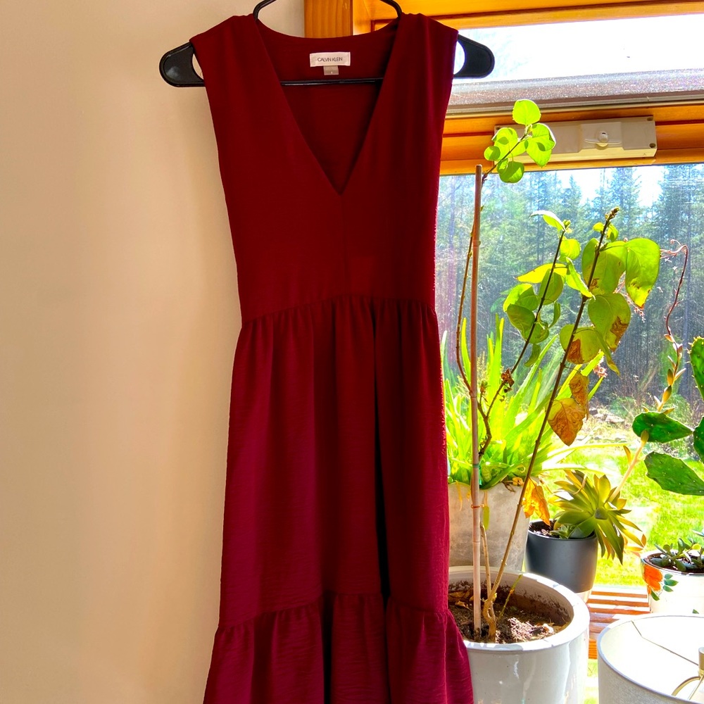 Maroon Calvin Klein dress with tie at back